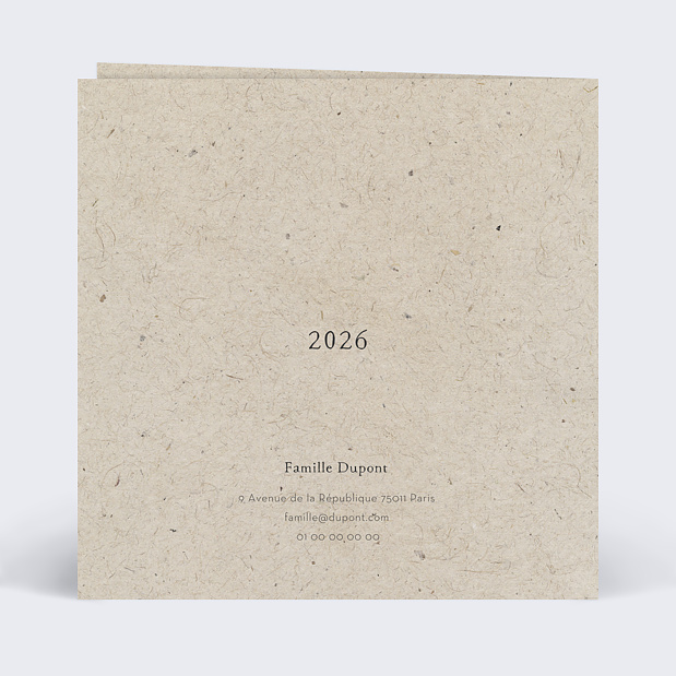 Carte de Voeux Particuliers Découpe Marque-Page Verso