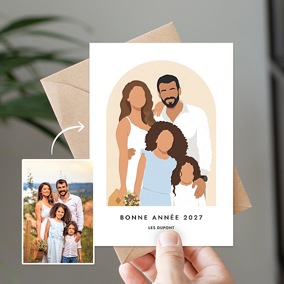 Carte de Voeux Particuliers Votre photo en illustration minimaliste