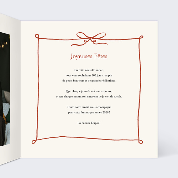 Carte de voeux Couronne avec nœud Intérieur Droit