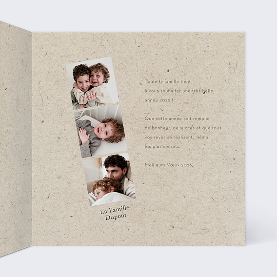 Carte de voeux Découpe Marque-Page Intérieur Droit