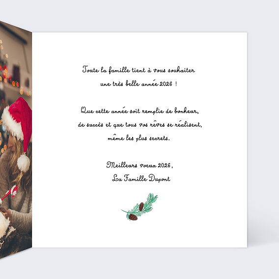 Carte de voeux Double Pola Pommes de Pin Intérieur Droit