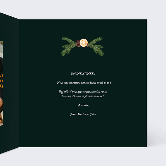 Carte de voeux Orange Cannelle Intérieur Droit