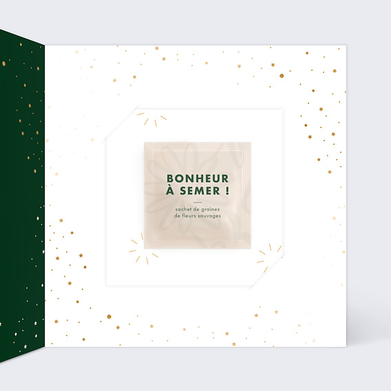 Carte de voeux Pétillante avec Graines Intérieur Droit