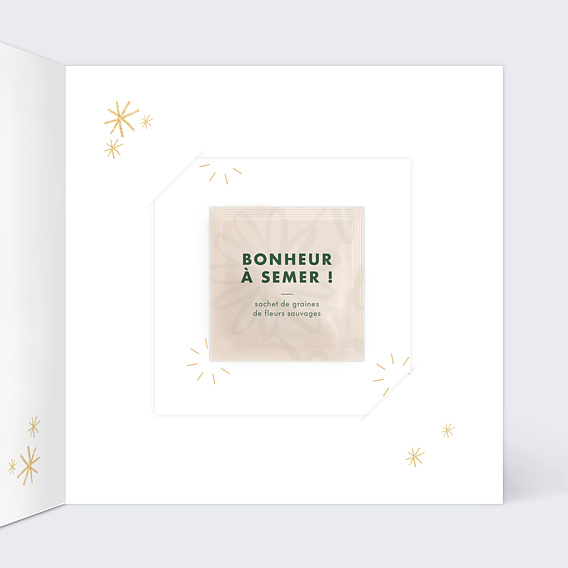 Carte de voeux Souhait Festif avec Graines Intérieur Droit