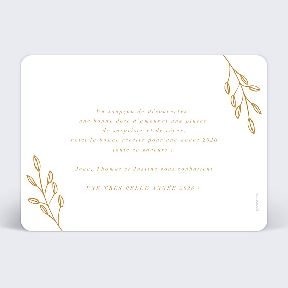 Carte de voeux Romantique Ambre Verso