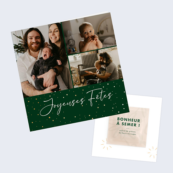 Carte de voeux Pétillante avec Graines Après 1