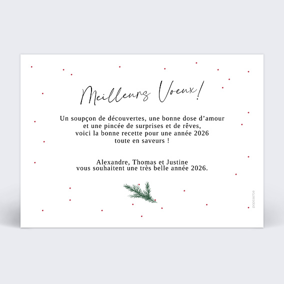 Carte de voeux Branches de pin photos Verso