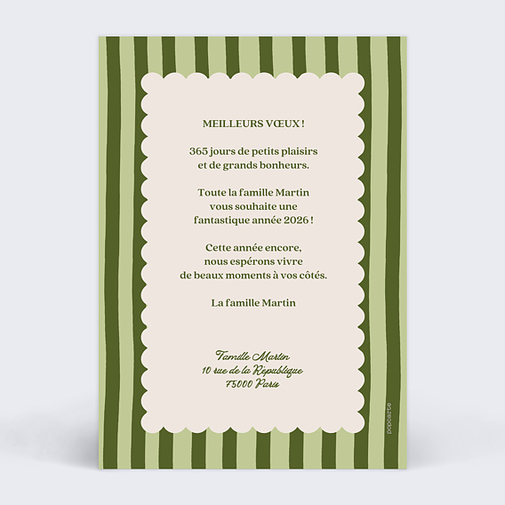 Carte de voeux Cadre moderne Verso