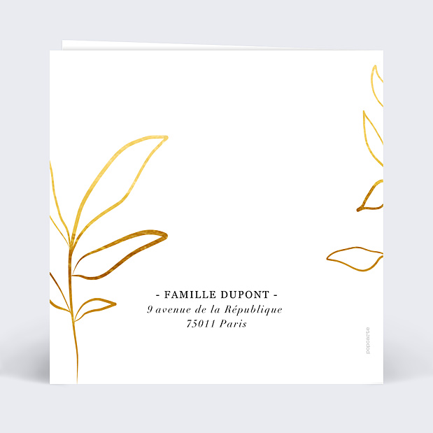 Carte de Voeux Particuliers Doux Feuillage Verso