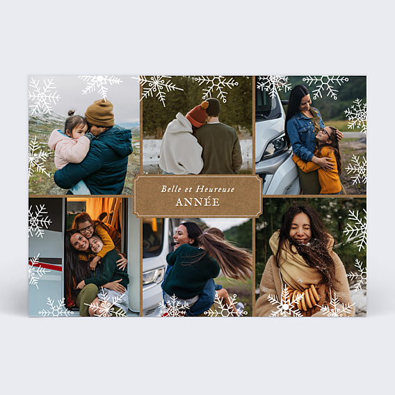Carte de Voeux Particuliers Cadre Flocons