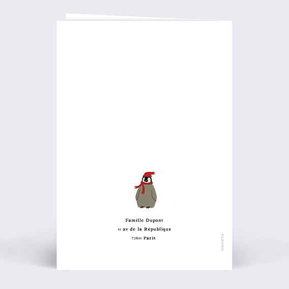 Carte de Voeux Particuliers Famille Pingouin
