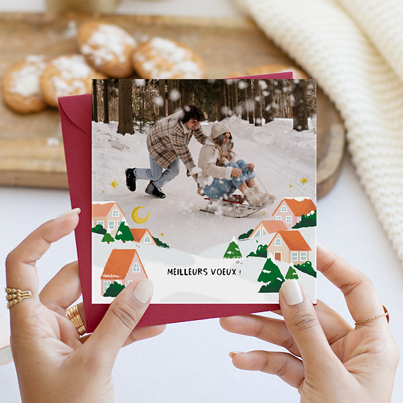 Carte de voeux Village Enneigé Après 4