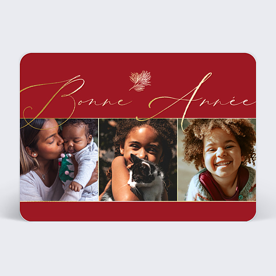 Carte de Voeux Particuliers Multiphotos Rouge