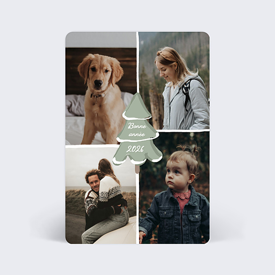 Carte de Voeux Particuliers Etiquette sapin