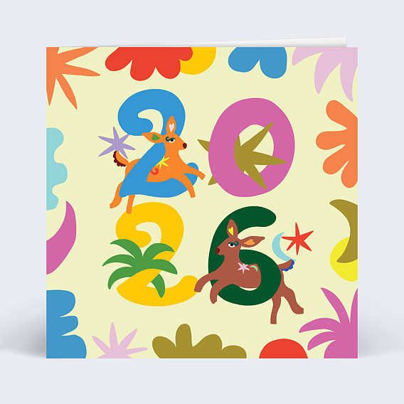 Carte de voeux Cosmic folk - Leona Rose x Popcarte Recto