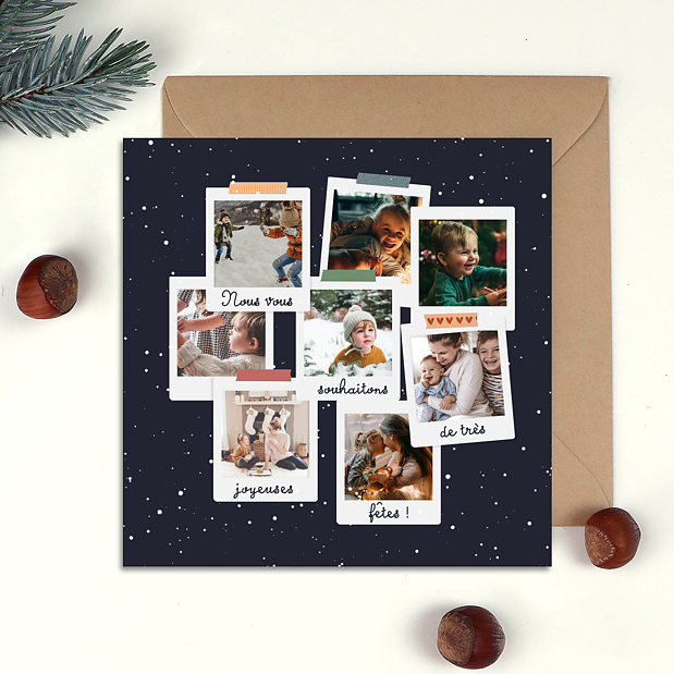 Carte de Voeux Particuliers Polaroid Enneigé