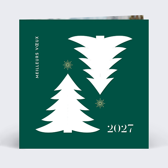 Carte de Voeux Particuliers Découpe Montage Sapins