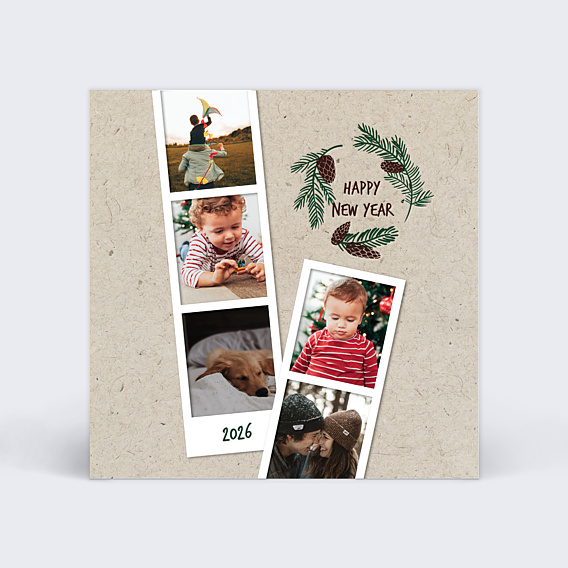 Carte de Voeux Particuliers Polaroid Couronne de Pins