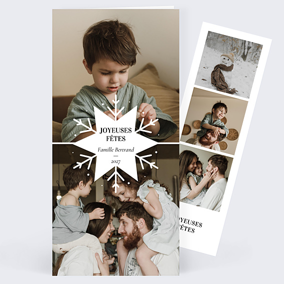 Carte de Voeux Particuliers Etiquette Flocon