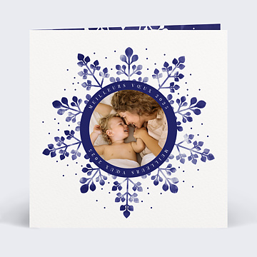 Carte de Voeux Particuliers Flocon Aquarelle