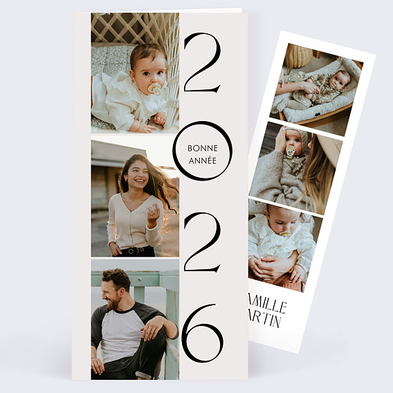 Carte de voeux Portrait famille de 3
