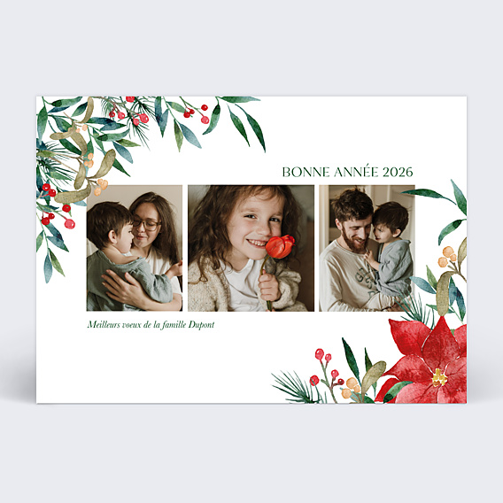 Carte de Voeux Particuliers Fleur de Noël