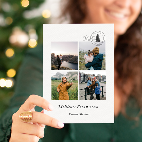 Carte de Voeux Particuliers Tampon Sapin