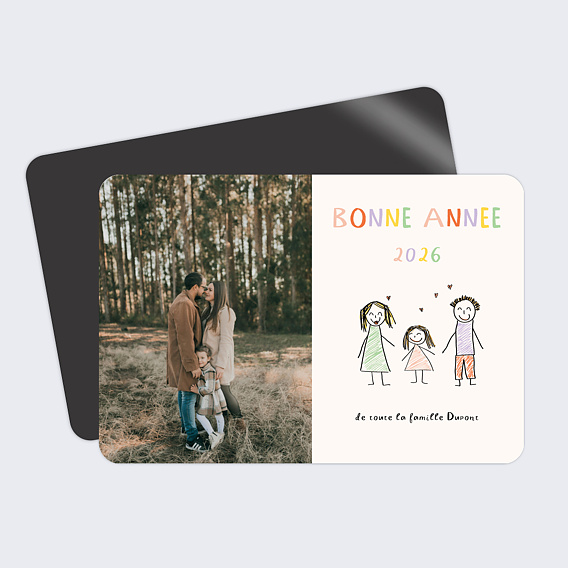 Carte de voeux Famille dessinée