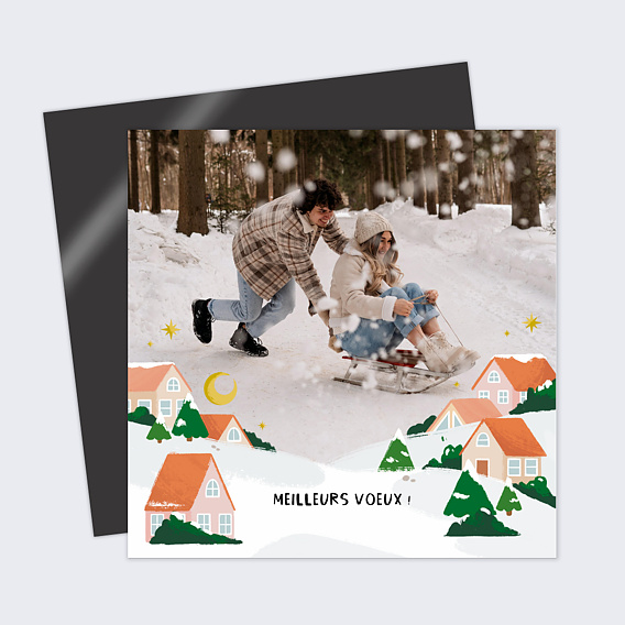Carte de voeux Village Enneigé