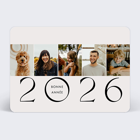 Carte de Voeux Particuliers Portrait famille de 5