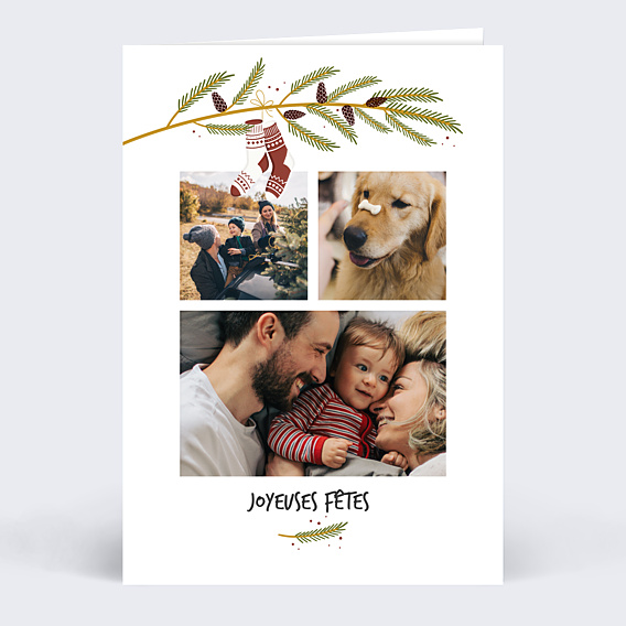 Carte de Voeux Particuliers Chaussettes de Noel