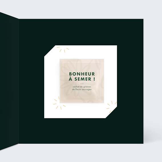 Carte de voeux Orange Cannelle avec Graines Intérieur Droit