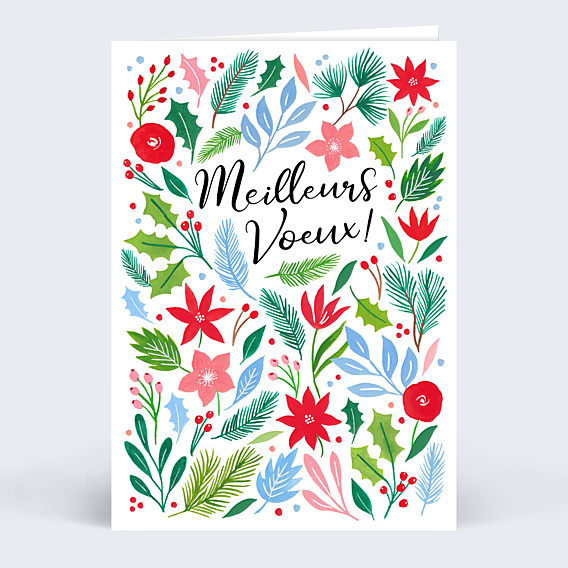 Carte de Voeux Particuliers Végétal Colorée