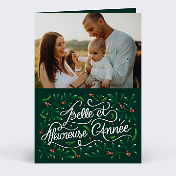 Carte de Voeux Particuliers Calligraphie Décorée