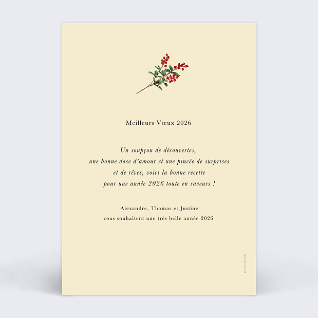Carte de Voeux Particuliers Essence d'Hiver Verso