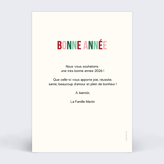 Carte de voeux Multicolore vœux Verso