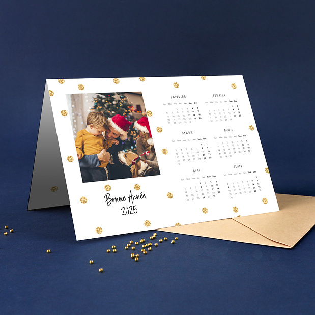 Carte de Voeux Particuliers Calendrier Plumetis