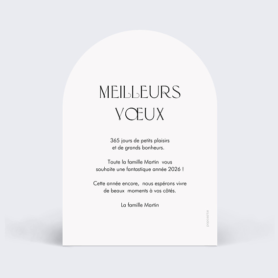Carte de voeux Grands chiffres arche Verso