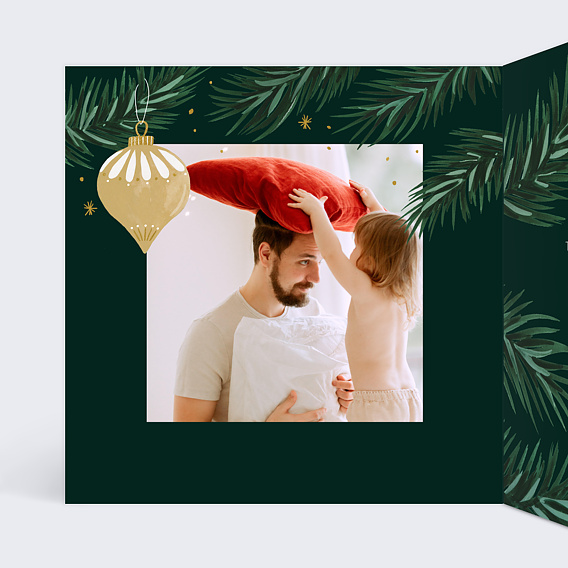 Carte de voeux Boules de Noel Chic Intérieur Gauche