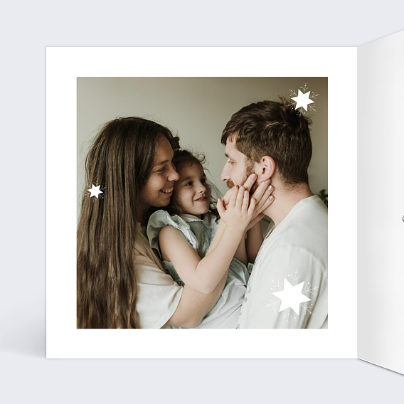 Carte de voeux Etiquette Flocon Intérieur Gauche