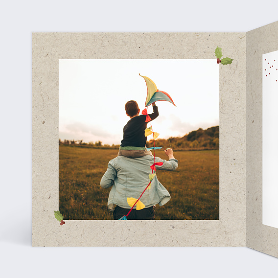 Carte de voeux Houx Chiné Intérieur Gauche