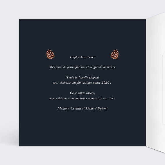 Carte de voeux Senteurs d'Hiver avec Chocolat Intérieur Gauche