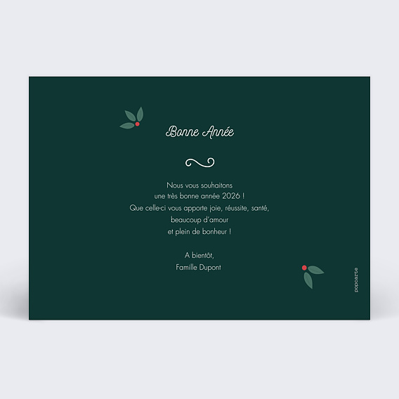 Carte de voeux Couronne de Houx Verso