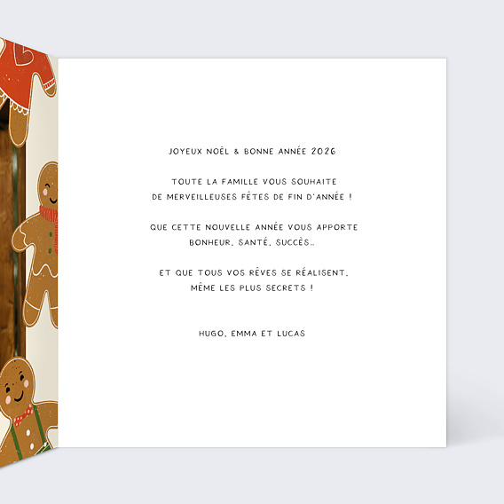 Carte de voeux Famille Pain d'Epices Intérieur Droit