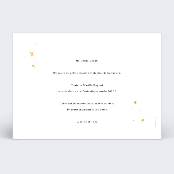 Carte de voeux Année Étincelante Verso