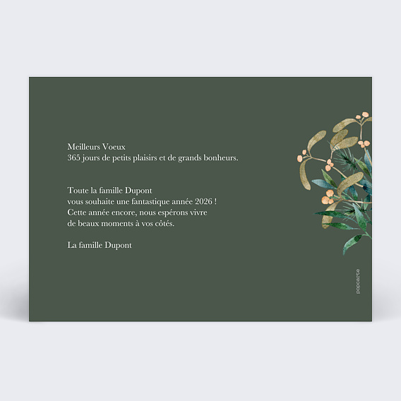 Carte de voeux Fleur de Noël Verso