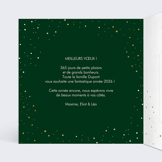 Carte de voeux Pétillante avec Chocolat Intérieur Gauche