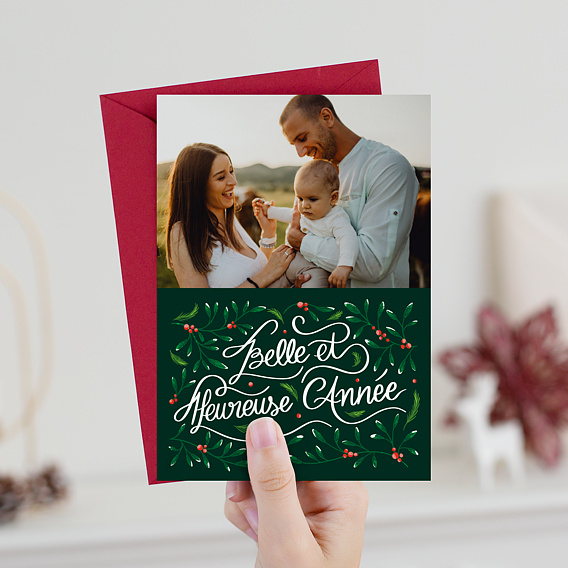 Carte de voeux Calligraphie Décorée Après 1