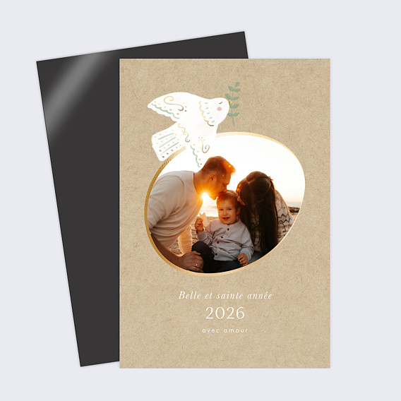 Carte de voeux Colombe kraft