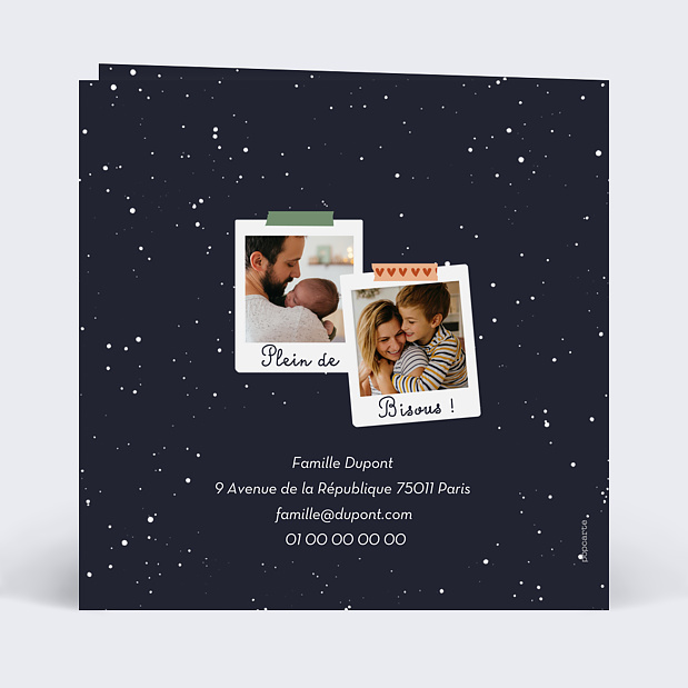 Carte de Voeux Particuliers Polaroid Enneigé Verso